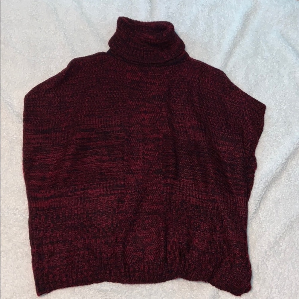 🌺Dark Red Knit Poncho Top
